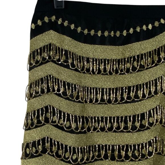 What Goes Around Comes Around Black Gold Bead Mini Skirt Sz S NWOT - Picture 4 of 12